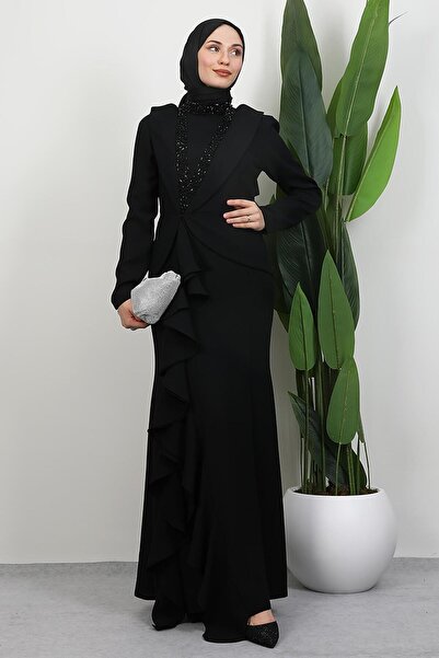 GİYZAMİLA Βραδινό φόρεμα Matilda Crepe Μαύρο