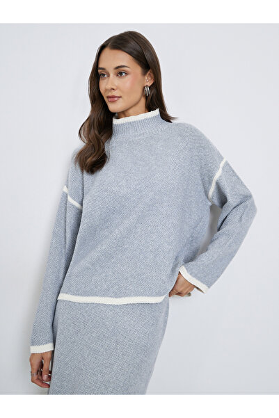 Styli Grey Regular Fit Sweater with Contrast Trim