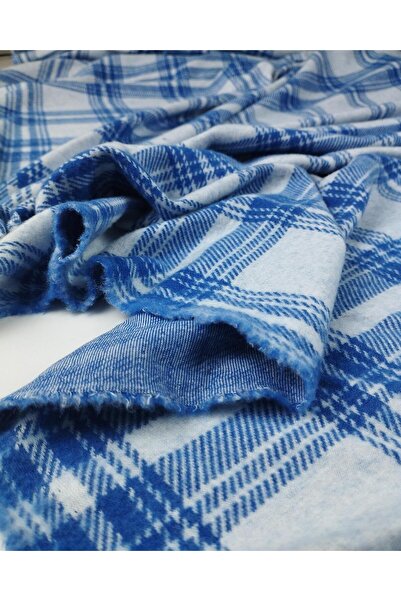 Kumaş Parça Albastru gri carouri jacquard din material subțire Lățime: 130 cm