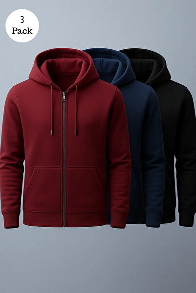 DAMGA JEANS Men's Hooded Oversized 3-Pack Sweatshirt