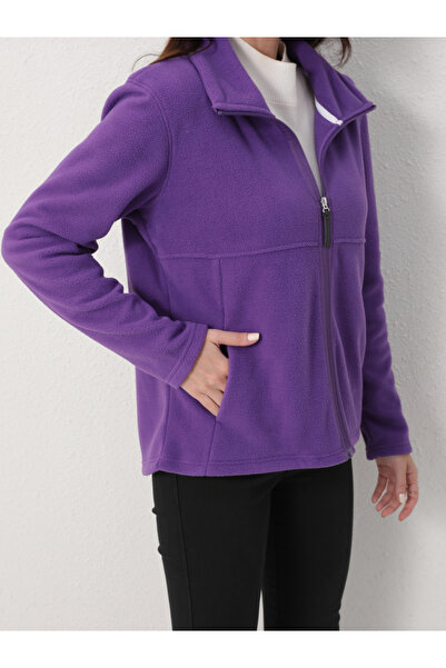 Take Two By Styli Purple High Neck Fleece Jacket