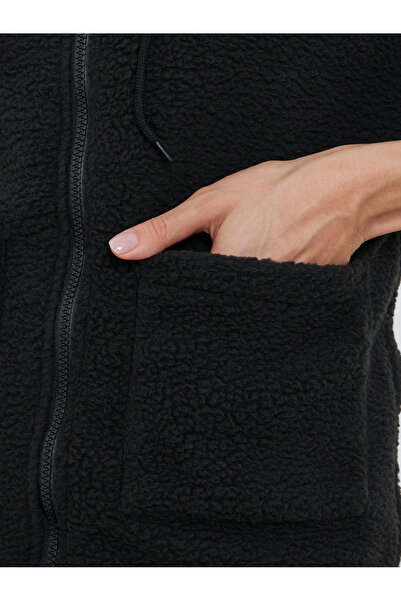 Take Two By Styli Black Sherpa Look Hooded Jacket