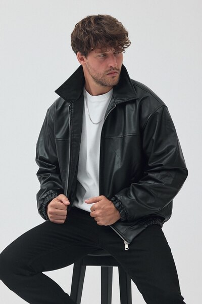 BASEL.CO سترة جلدية من Old Money قصة فضفاضة