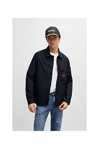 HUGO Logolu Fermuarli Pamuk Kanvas Gömlek