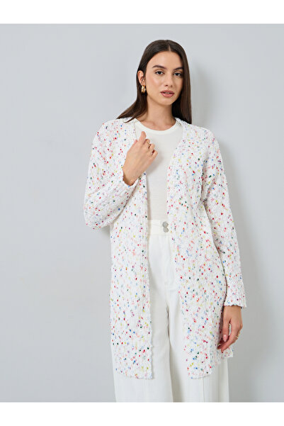 Take Two By Styli Multi Yarn Open Front Knit Cardigan