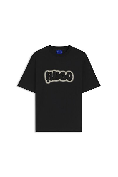 HUGO Logo Baskili Pamuklu Penye Tisört