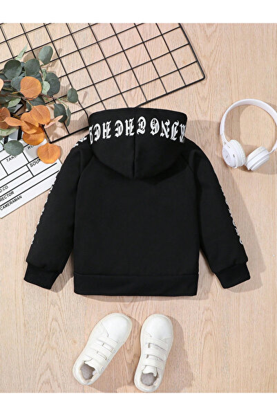 Take Two By Styli Letter Print Zip Front Hoodie