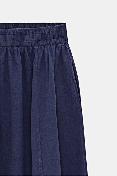 Saade Women's A-Line High Waist Pocketed Flowy Flared Skirt - Textured Linen