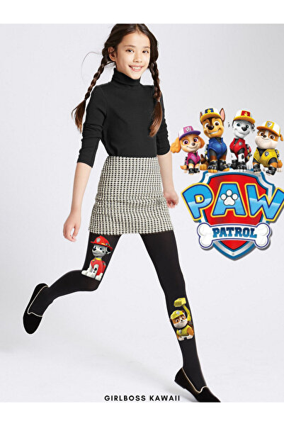 Girlboss Kawaii Paw Patrol Black Opaque Tights, Paw Patrol