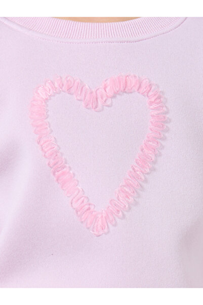 Styli Girls Lilac Heart Ruffle Detail Sweatshirt