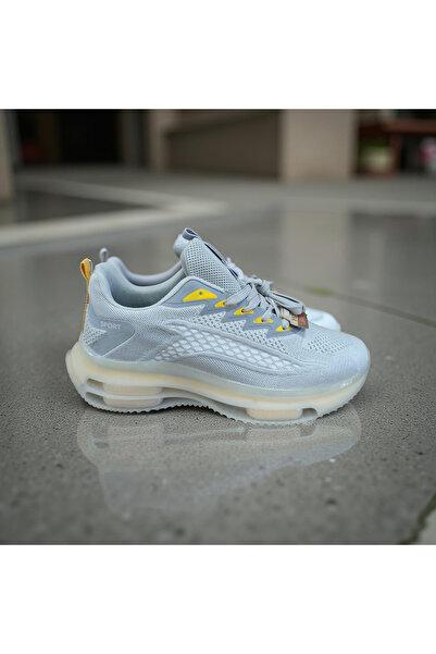 Asyagiyimavm Premium Seçenek: Erkek Kalın Şeffaf Tabana Sahip Gri Spor Ayakka...