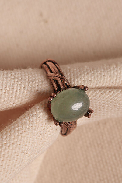 Süspüs Accessories خاتم نحاسي أصلي قابل للتعديل مرصع بحجر الأفنتورين