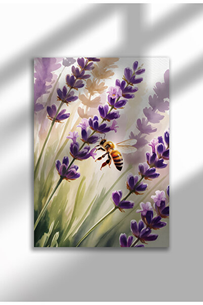 21mxm Unframed Lavender Canvas Poster - Digital Print on Matte Canvas - Close-up of lavender and Bee