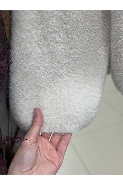 BENAHOLL Alina Bearded Short Oversized Sweater-Zi̇6261 Stone