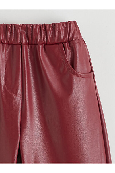 LC Waikiki Leather-Look Girls' Trousers with Bow Detail