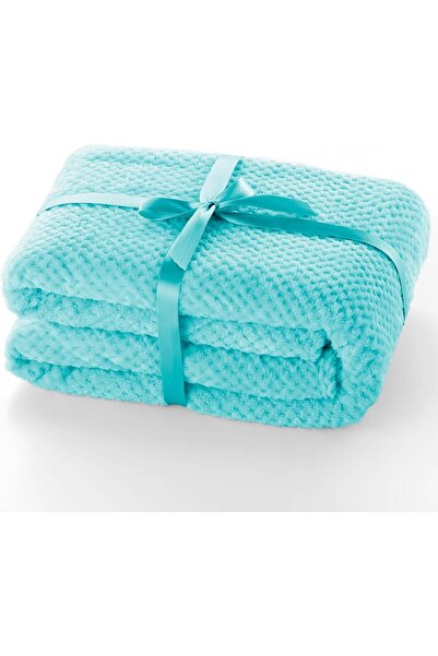 Generic Henry Microfiber Blanket, Scandinavian Bedspread by DecoKing, 70 x 150 cm, Cyan