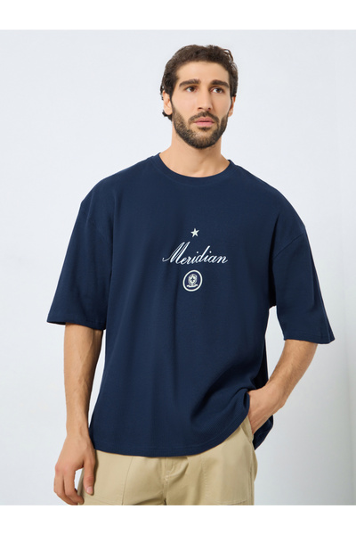 Styli Waffle Textured City Text Print Oversized T-Shirt