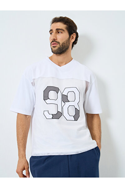 Styli Oversized Cut and Sew Panel Mesh T-Shirt