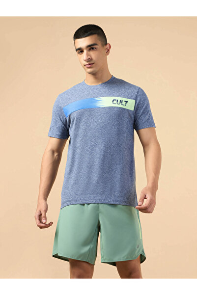 Cult By Styli Men Navy Blue Graphic Print COMFORtech T-Shirt