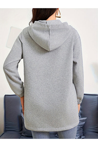 Take Two By Styli Grey Longline Hooded Jacket