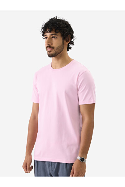 The Souled Store By Styli Men Pink Plain Interlock Cotton T-Shirt