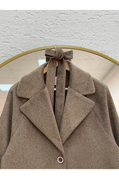 BENAHOLL Alison Single Button Sleeve Belt Detailed Coat-Un1055 Brown