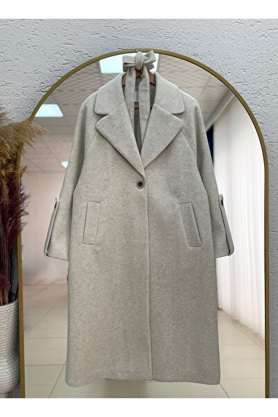 BENAHOLL Alison Single Button Sleeve Belt Detailed Coat-Un1055 Stone