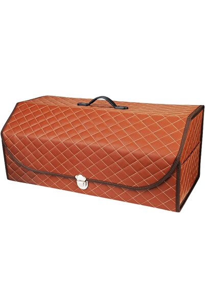 Genaric صندوق منظم بقالة جلدي قابل للفصل للسيارة (برتقالي، كبير (70*33*30 سم)