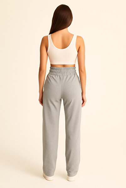 LACHT Women's Gray Wide Waistband Green Sweatpants