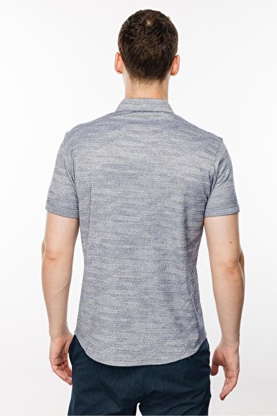 İgs Синя сорочка Dynamic Fit з ґудзиками на комірі, прямими короткими рукавами, без кишень, з бавовни