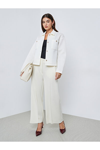 Styli Off White Regular Fit Short Length Trucker Jacket