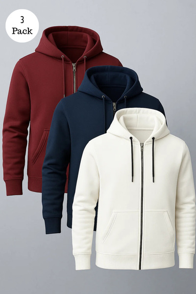 DAMGA JEANS Men's Hooded Oversized 3-Pack Sweatshirt