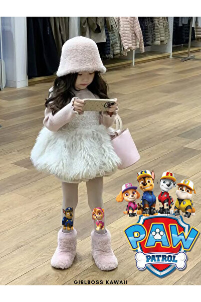 Girlboss Kawaii Paw Patrol White Opaque Tights, Paw Patrol