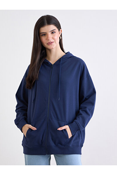 Styli Zip-Up Oversized Longline Hoodie