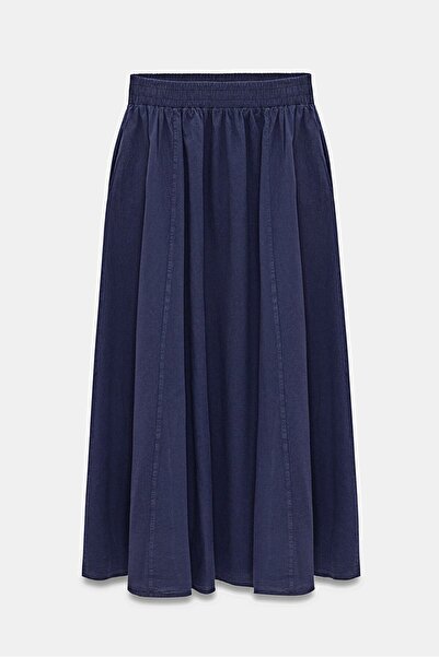 Saade Women's A-Line High Waist Pocketed Flowy Flared Skirt - Textured Linen