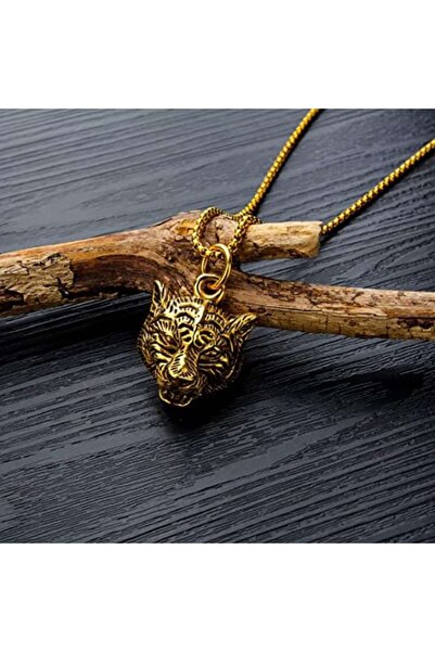 OEM Puma pendant chain, unisex, 22 inch, gold-plated stainless steel