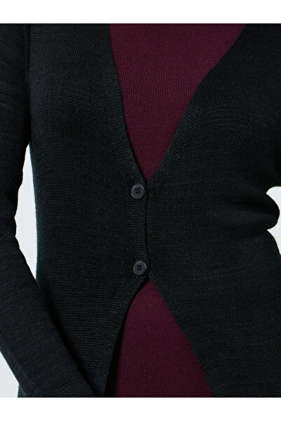 Take Two By Styli Black Front Open Midi Cardigan