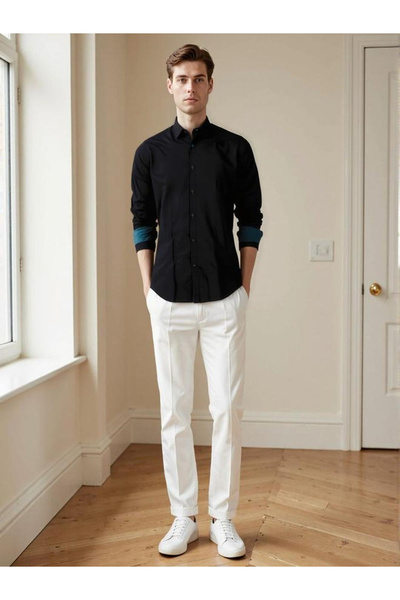 Dennis Lingo By Styli Men Solid Spread Collar Casual Shirt