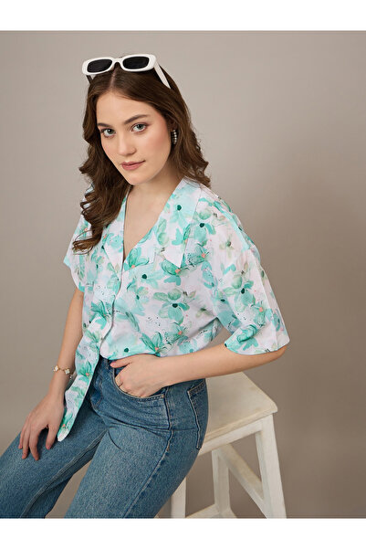 Kuwarii By Styli Kuwrii relaxed fit printed crepe tops for women