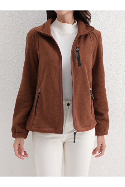 Take Two By Styli Coffee Brown Fleece Jacket with Zip Pockets