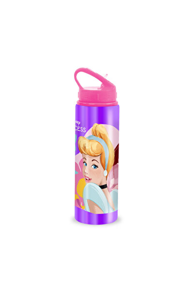 Disney Princess Aluminum Premium Water Bottle -600ml, Leak-Proof Flip Lid, Lightweight & Durable