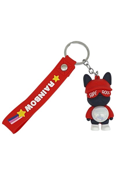 Ethab Ticaret Figured and Lighted Silicone Keychain - Supe Rock - Red