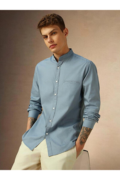Dennis Lingo By Styli Men Mandarin Collar Regular Fit Casual Shirt