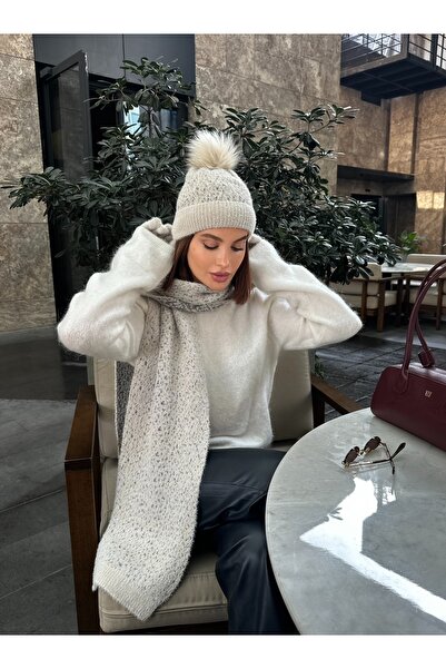 LAGRANZE Swan Women's Scarf Beanie Gloves Set of 3