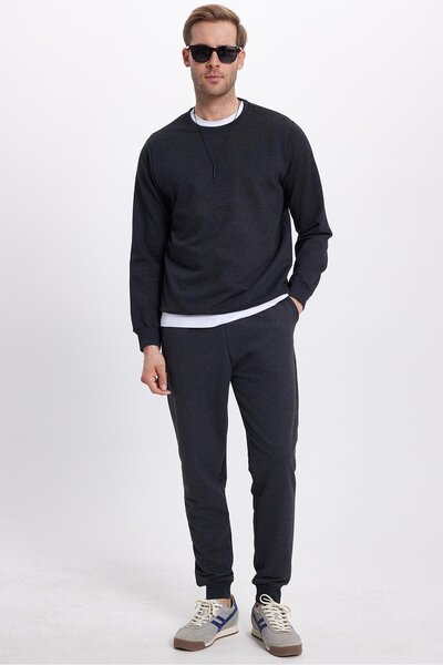 Tudors Ανδρικό σετ αθλητικών φορμών από βαμβακερό 2 νήματα με μαλακή υφή με λαιμόκοψη ανθρακί