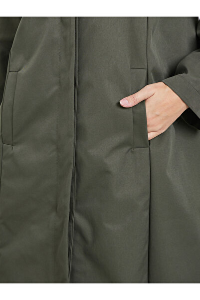 Styli Olive Oversized Button-Front Trench Coat