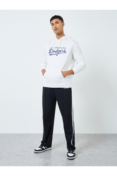 Take Two By Styli Men White Los Angeles Dodgers Print Hoodie