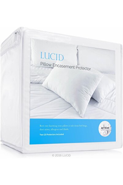 LUCID Zippered Pillow Protector - Waterproof, Hypoallergenic, Bed Bug Protection, Vinyl-Free, Standa