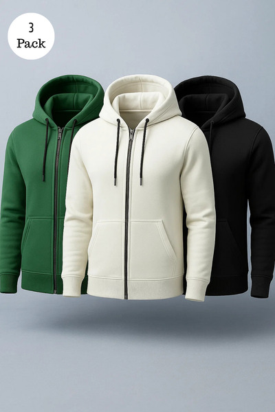 DAMGA JEANS سترة رياضية للرجال بغطاء للرأس قصة فضفاضة مكونة من 3 قطع