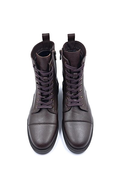 Sovenso Genuine Leather Oxford Style Women's Brown Boots